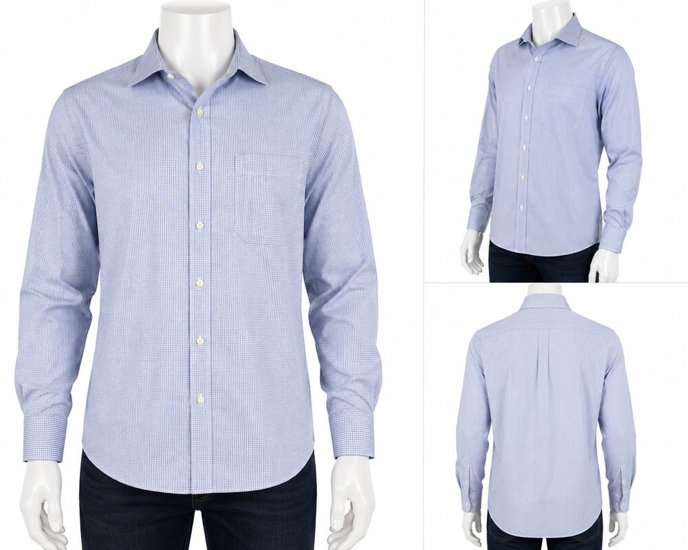 Brooks Brothers Regent Fit 16.5 35 Blue Check Dress Shirt Supima Cotton 140s